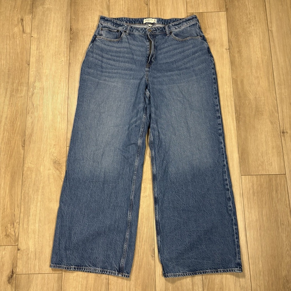 Abercrombie & Fitch The Wide‎ Leg High Rise Jeans Blue Denim Size 32/14